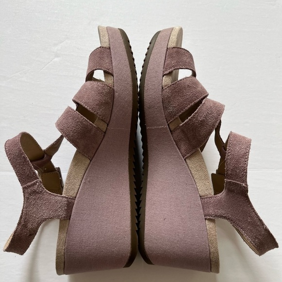 Vionic Hoola Tawny Mauve Suede T strap Wedge Sandal Size 11 - Picture 4 of 9